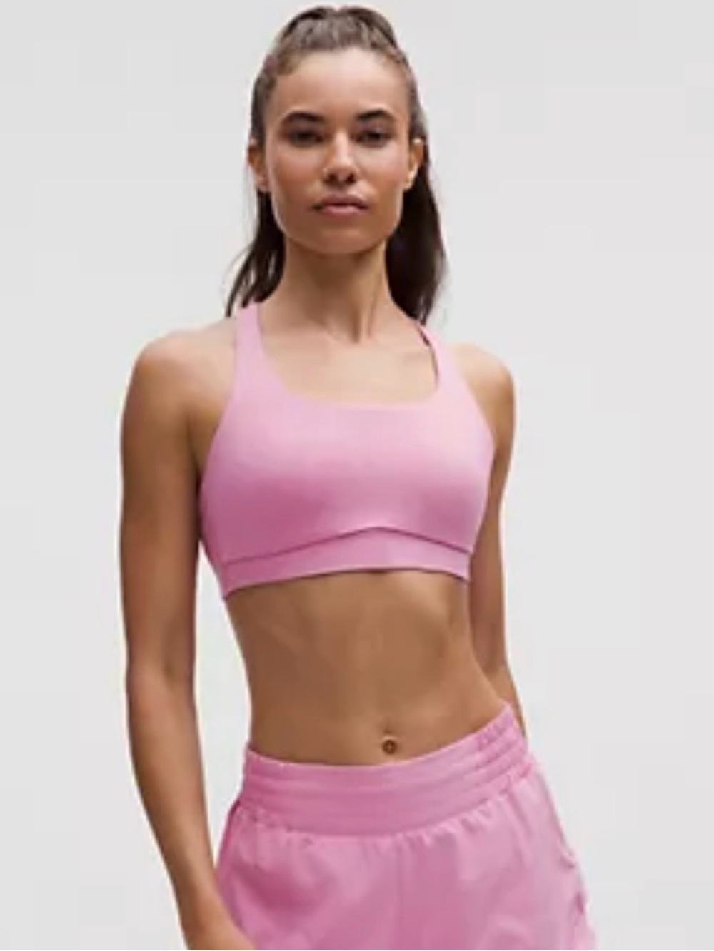 LULULEMON ENERGY BRA EVOLVE IN PINK FROSTING SIZE 8